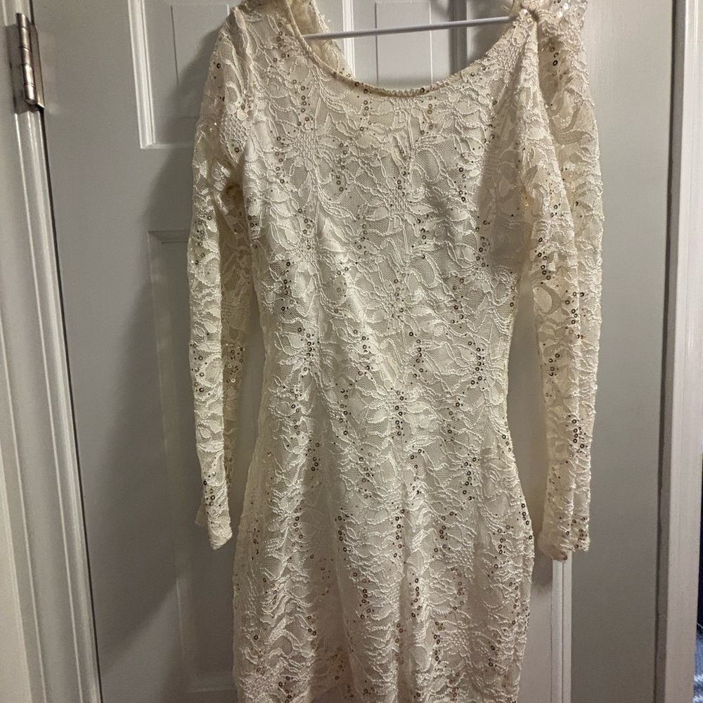 Honey and Rosie Cream Long Sleeve Bodycon Dress